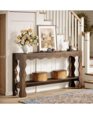 63" Narrow Long Entryway Table, 2-Tier Modern Farmhouse Entry Table