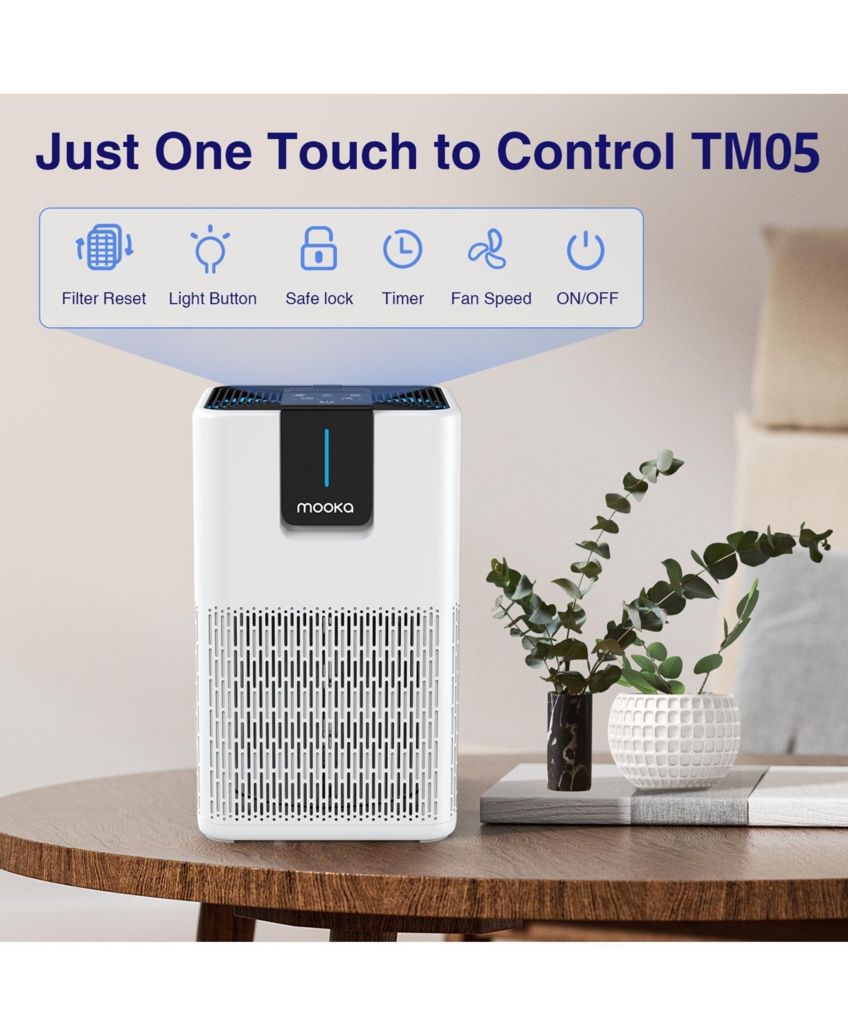 Air Purifiers for Room to 1250 Ft²,for Pets Dust Smoke,with 15dB Quiet Sleep Mode for Bedroom ,White