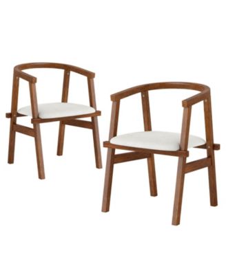 Wooden Dining Chairs with Wrap-around Armrest & Padded Seat for Kitchen