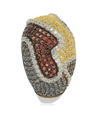 Suzy Levian Sterling Silver Cubic Zirconia Multi-Color Wavy Ring