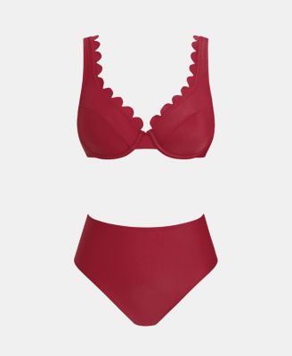 Women's V-Neck Underwire High-Waist Bikini Set with Adjustable Wide Straps