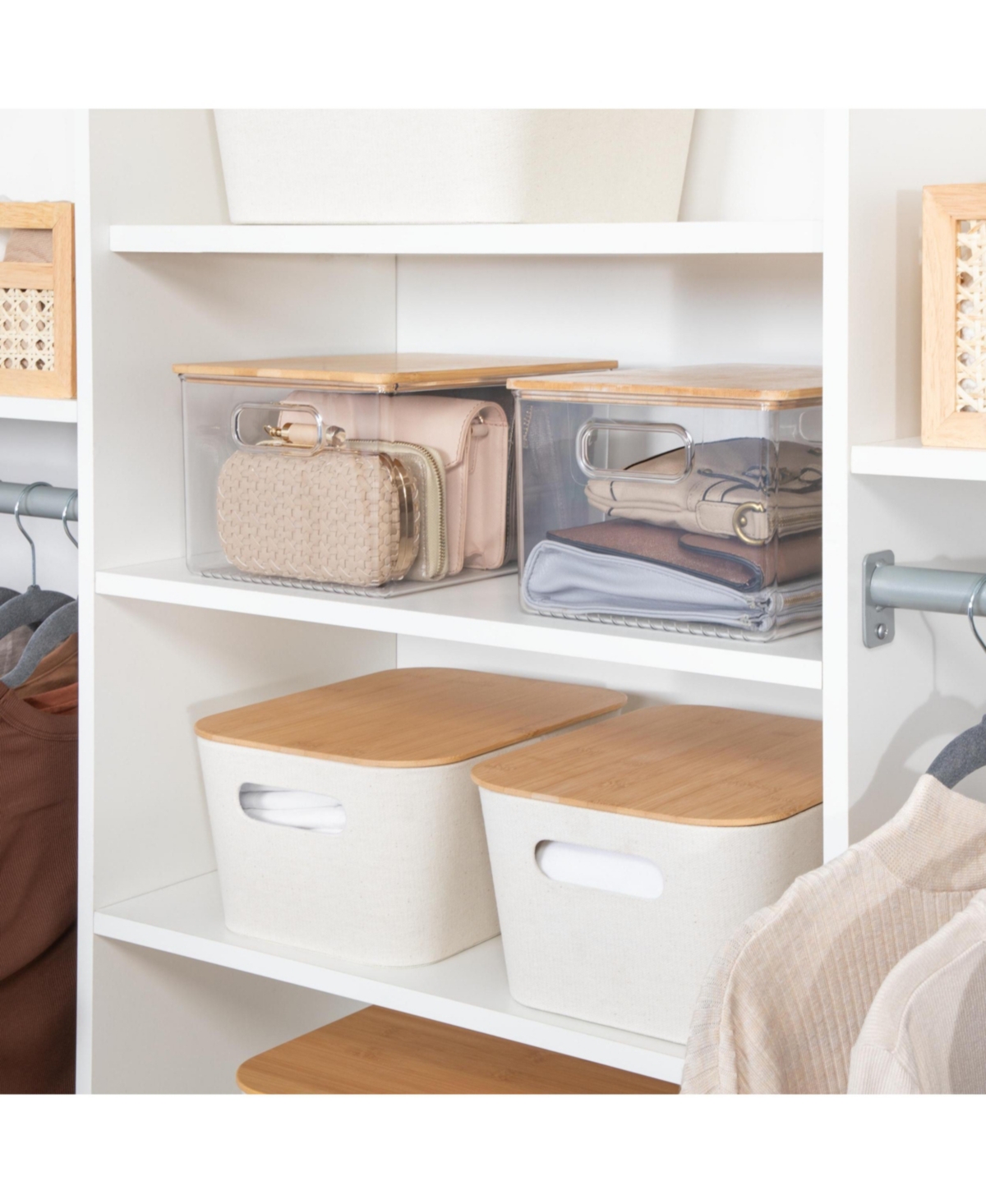 mDesign Plastic Kitchen Food Storage Bin with Lid, Medium - 4 Pack