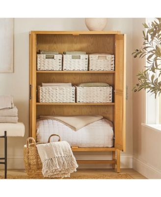 Woven Farmhouse Kitchen Pantry Food Storage Basket Box, 6 Pack, White