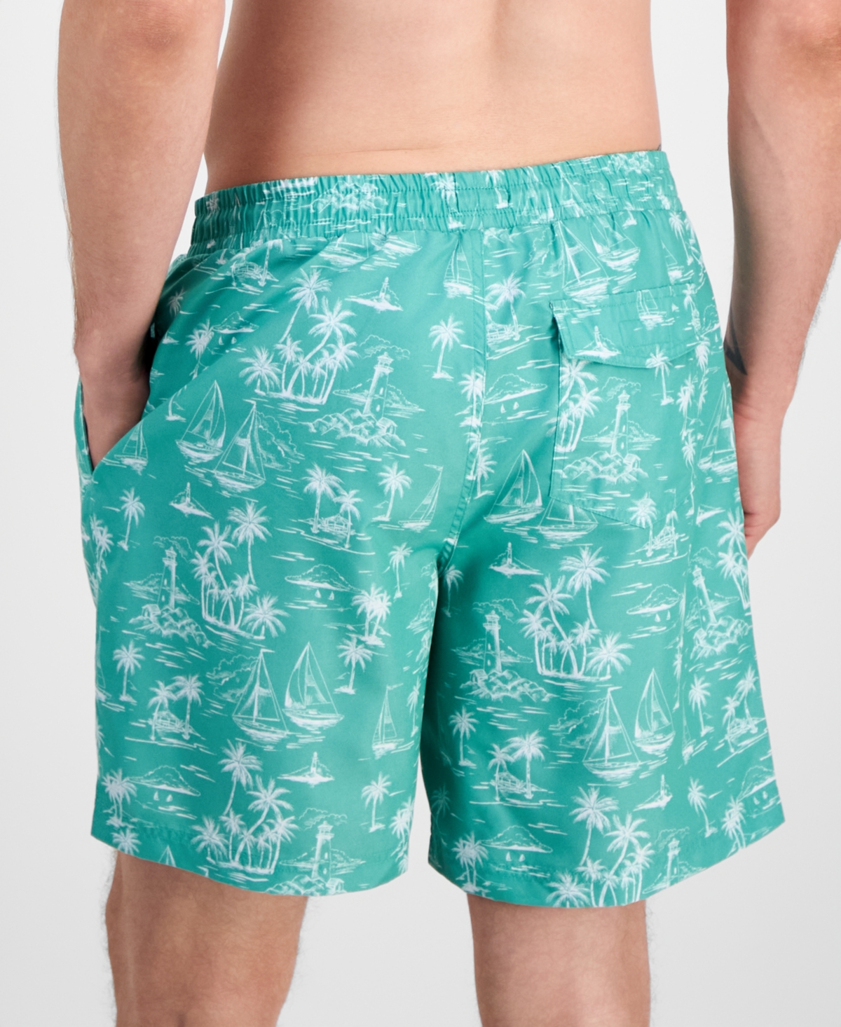 Club Room Men's Sail Toile Swim Trunks, Macy's Exclusive