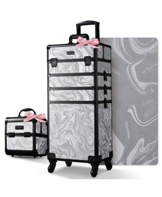 Makeup Train Case with Portable Cube Case Cosmetic Organizer Graystone