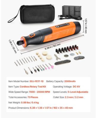 73-Piece Cordless Rotary Tool Kit, DC4V Mini Rotary Tool, 5 Speeds 7000–20000 RPM, Multi-Purpose DIY Tool Set