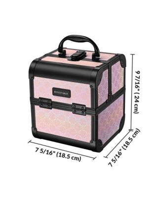 4in1 Portable Makeup Train Case with Cube Case Cosmetic Organizer Pink