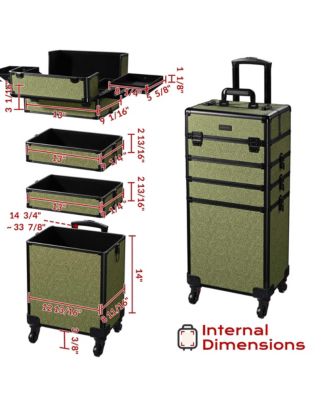 Makeup Train Case Trolley w/ Cube Case Cosmetic Organizer Rococo