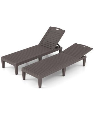 Set of 2 Outdoor Chaise Lounge Chairs with 4-Position Back