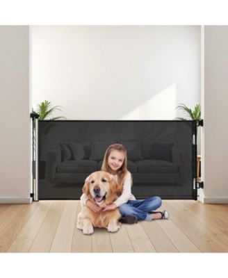 Retractable Baby Gate, 31.3 in Tall, Extends to 56.3 in Wide, Mesh Dog Gate w/ Security Lock, Trip-Free Walk-Through, Black