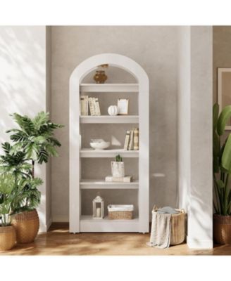 5-Tier Bookshelf, Arch-Shaped Racks, Tall Standing Wooden Bookcase Display Shelf Modern Storage Solution
