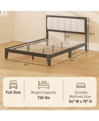 Full Size Bed Frame with Headboard Platform Bed Frame Charcoal