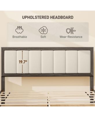 Queen Bed Frame with Headboard, Platform Bed Frame Charcoal