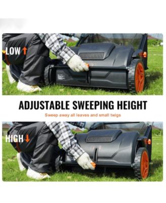 21" Push Lawn Sweeper, Leaf & Grass Collector with 3.5 cu. ft. Mesh Hopper, 2 Spinning Brushes, Plastic Wheels, Steel Frame