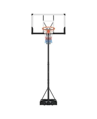 Portable Basketball Hoop, 5.25–10 ft Height Adjustable Stand with 48" PC Backboard, Rolling Wheels, Outdoor Goal System