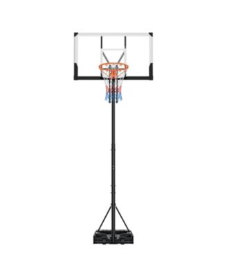 Portable Basketball Hoop, 5.25–10 ft Height Adjustable Stand with 48" PC Backboard, Rolling Wheels, Outdoor Goal System