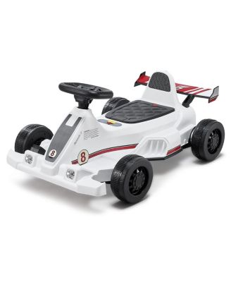 6V Electric Go Kart for Kids with LED Headlight & Horn, White