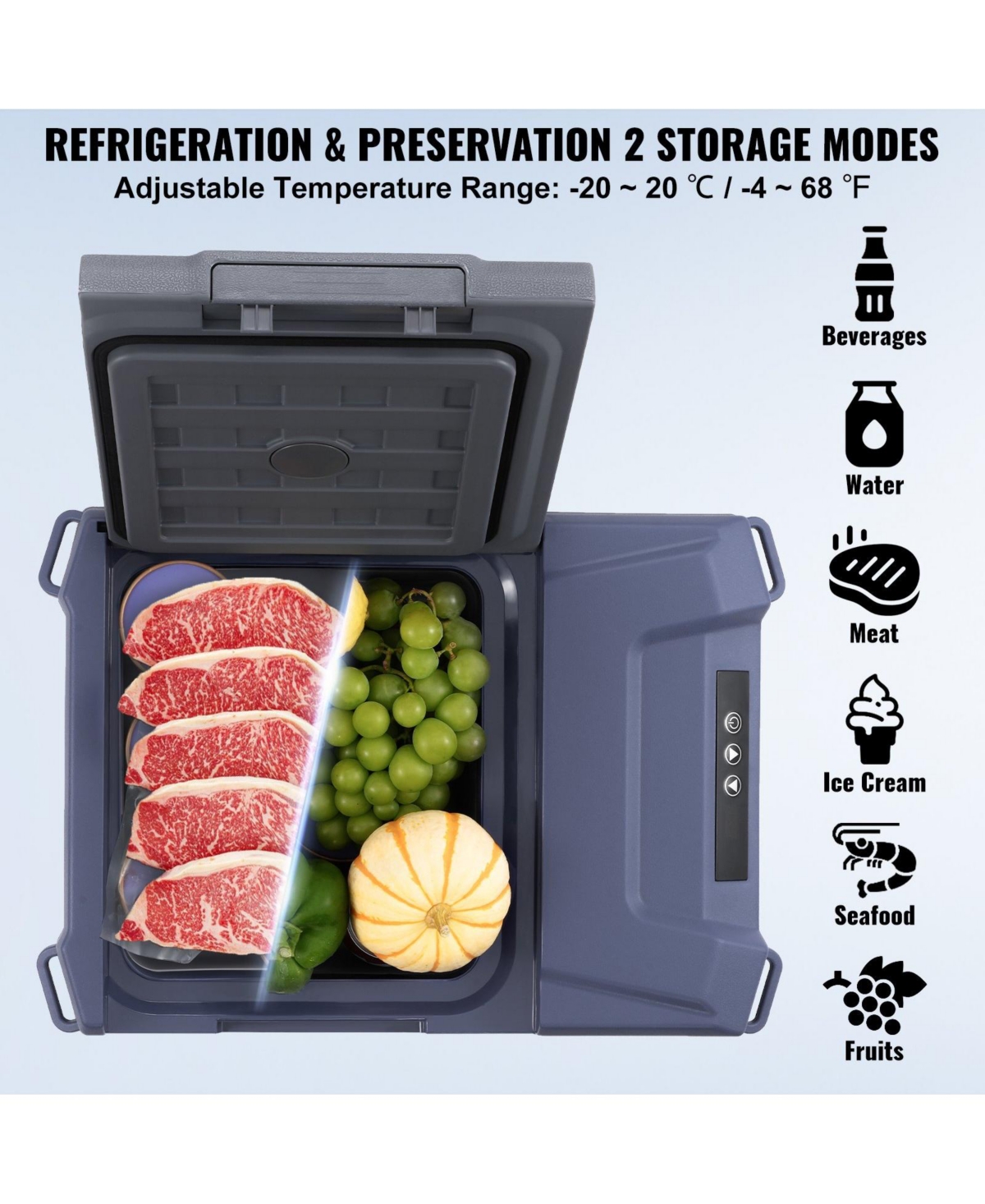 Mecale 9L Single Zone Car Refrigerator Freezer, -4°F to 68°F, 12/24V Dc & 100-240V Ac, Portable Compressor Cooler