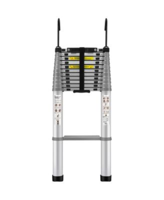 15 ft Telescoping Ladder, Aluminum Multi-Button Retraction Extension Ladder, 400 lb Capacity, Non-Slip Feet, ANSI Listed