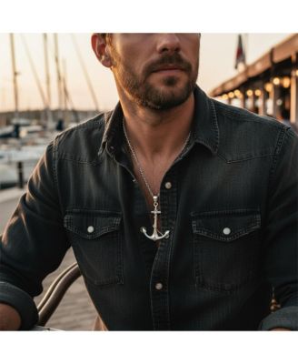 Nautical Tropical Ship Boat Rope Anchor Pendant Necklace .925 Sterling Silver