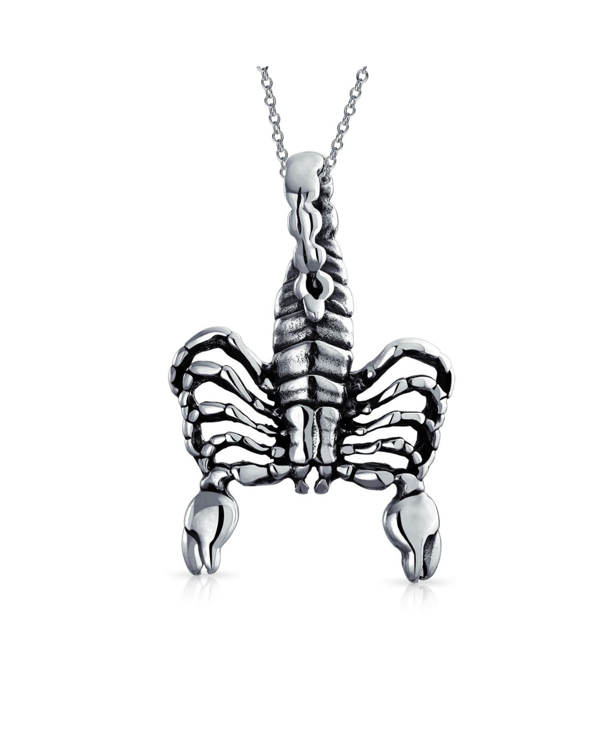 Bling Jewelry Scorpio Zodiac Sign Pendant Necklace Oxidized .925 Sterling Silver