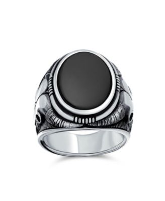 Men's Signet Western Texas Longhorn Skull Ring Sterling Silver