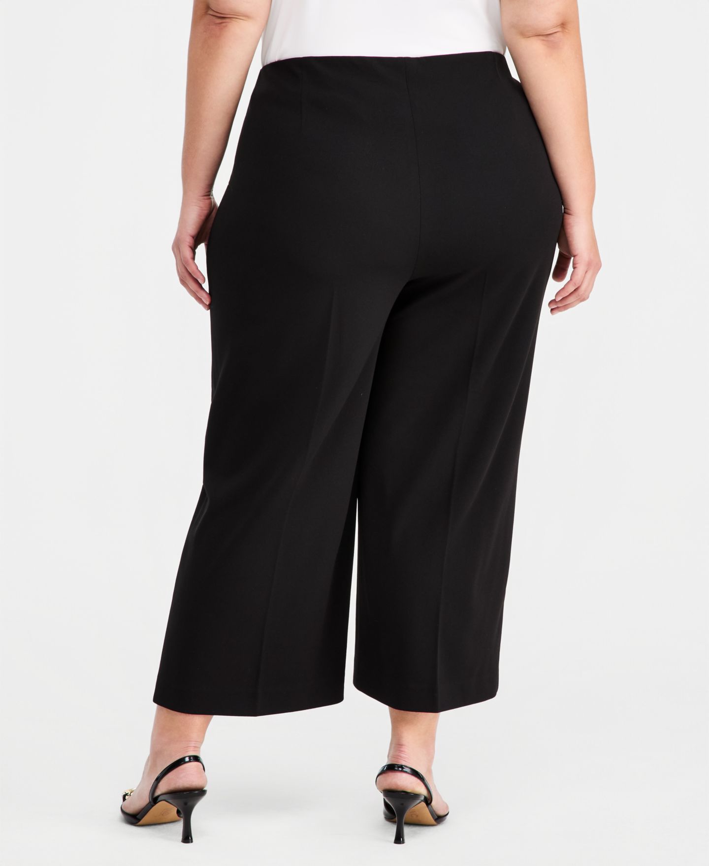Женские брюки Anne Klein Plus Size High-Rise Wide-Leg, цвет: Чёрный — фото 7