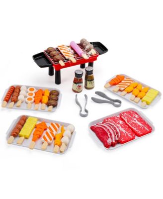 36-Piece Kids BBQ Grill Playset, Pretend Play Toy with Realistic Food & Tools