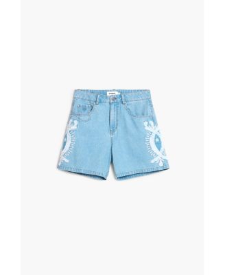 Women's Denim Bermuda shorts with embroidery Shorts