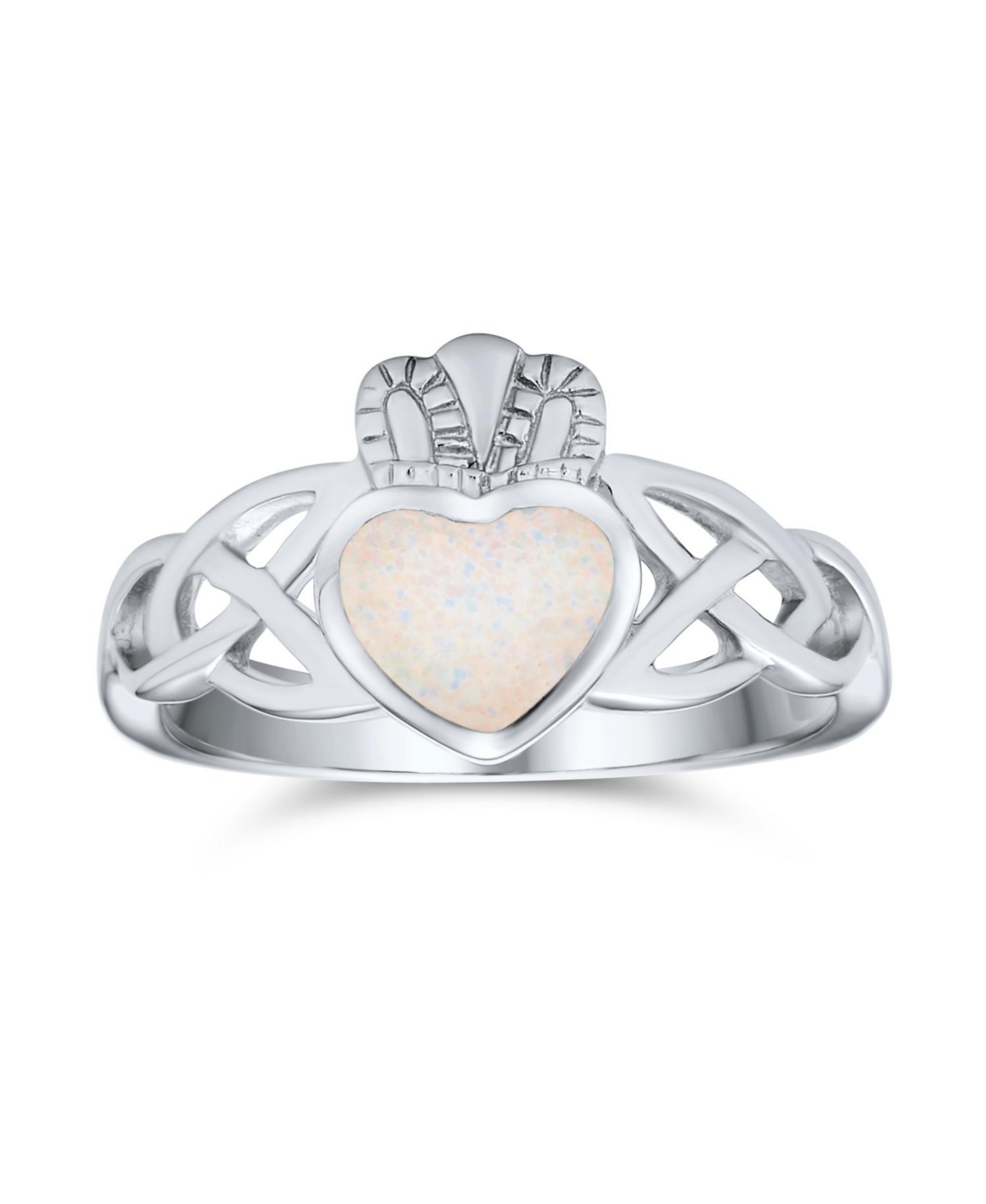 Bling Jewelry Bff Celtic Irish Friendship Promise Created Opal Claddagh Ring Sterling Silver