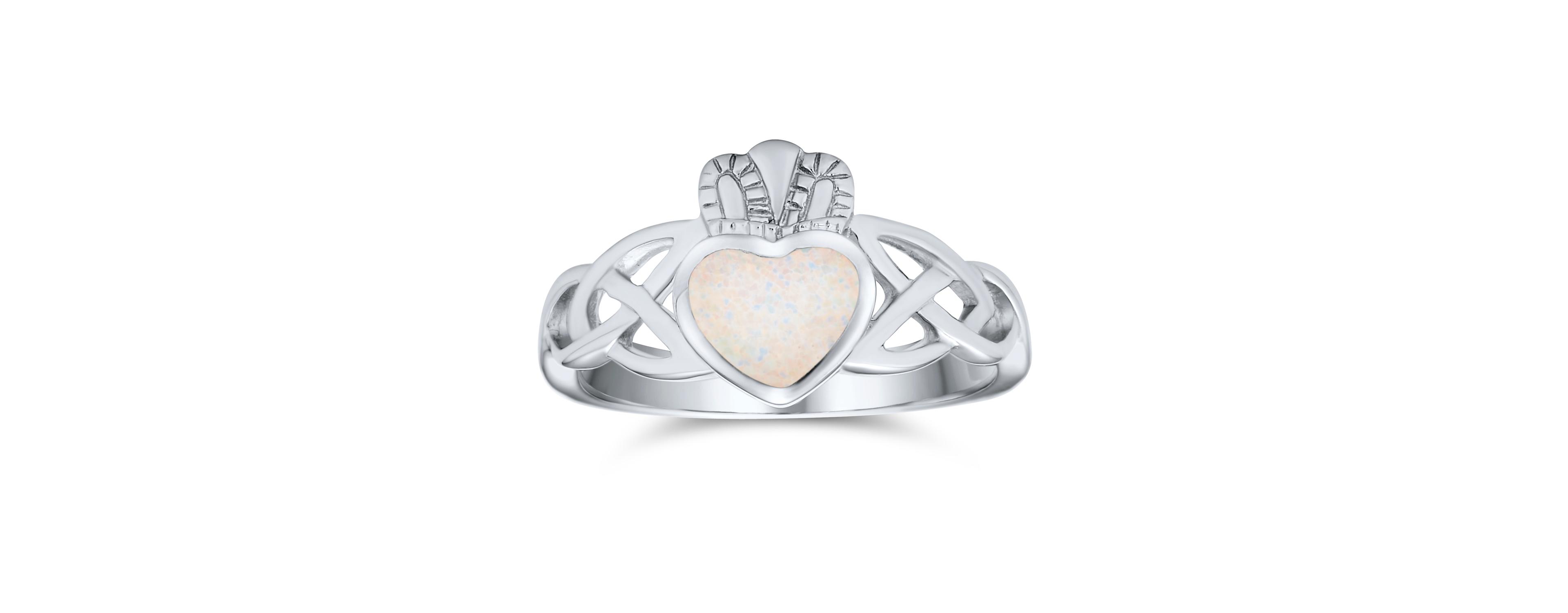 Bling Jewelry Bff Celtic Irish Friendship Promise Created Opal Claddagh Ring Sterling Silver
