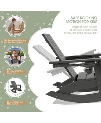 Outdoor HDPE Plastic Preschool Toddler Modern Adirondack Rocking Chairs  Set of 2