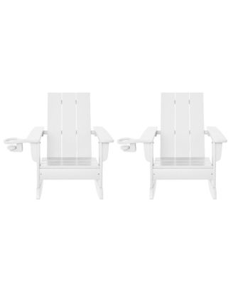 Outdoor HDPE Plastic Preschool Toddler Modern Adirondack Rocking Chairs  Set of 2
