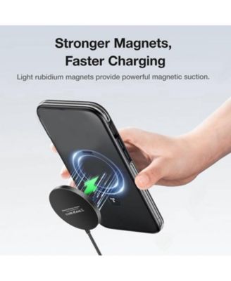 Magnetic 15W Wireless Charger, Round Ultra-thin Alloy with Type-C Cable, Magsafe Charging Pad, 15W Fast for iPhone 16/15/14/13/12 Series (Black)