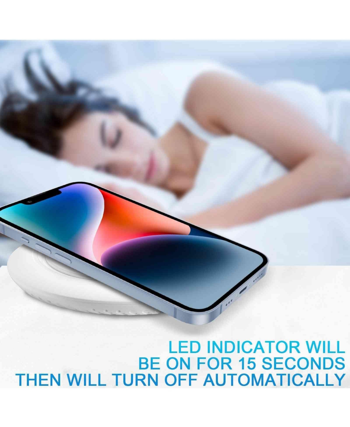 Risokeys Round desktop wireless charger, 15W maximum fast wireless charging pad, compatible with i-Phone 14, for Apple Huawei wireless charging,White