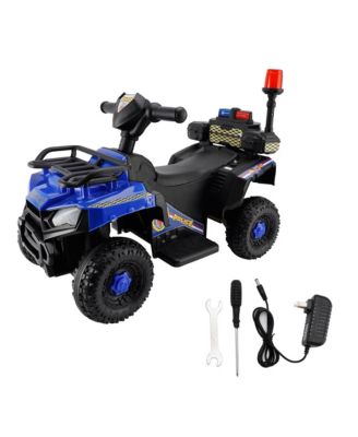 6V Kids Police Ride-On ATV, Electric Toy with 4 Wheels, Light, Sound & Foot Pedal Drive