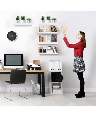 5 Pack 16 Inch Long Floating Wall Shelves for Bedroom, Decor, Kitchen, Living Room - for Trophies, Frames, Bookshelf