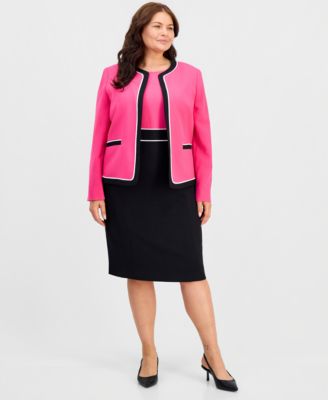 Plus Size Colorblocked Kiss-Front Cardigan