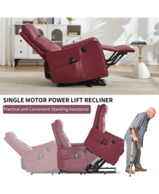 Faux Leather Power Lift Recliner Chair 155° Recliner with Massage Heat USB for Indoor Elderly