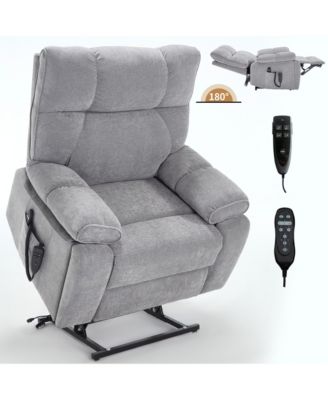Heat Massage Dual Motor Infinite Position Up to 350 LBS Large Electric Power Lift Recliners with Hidden Cup Holders