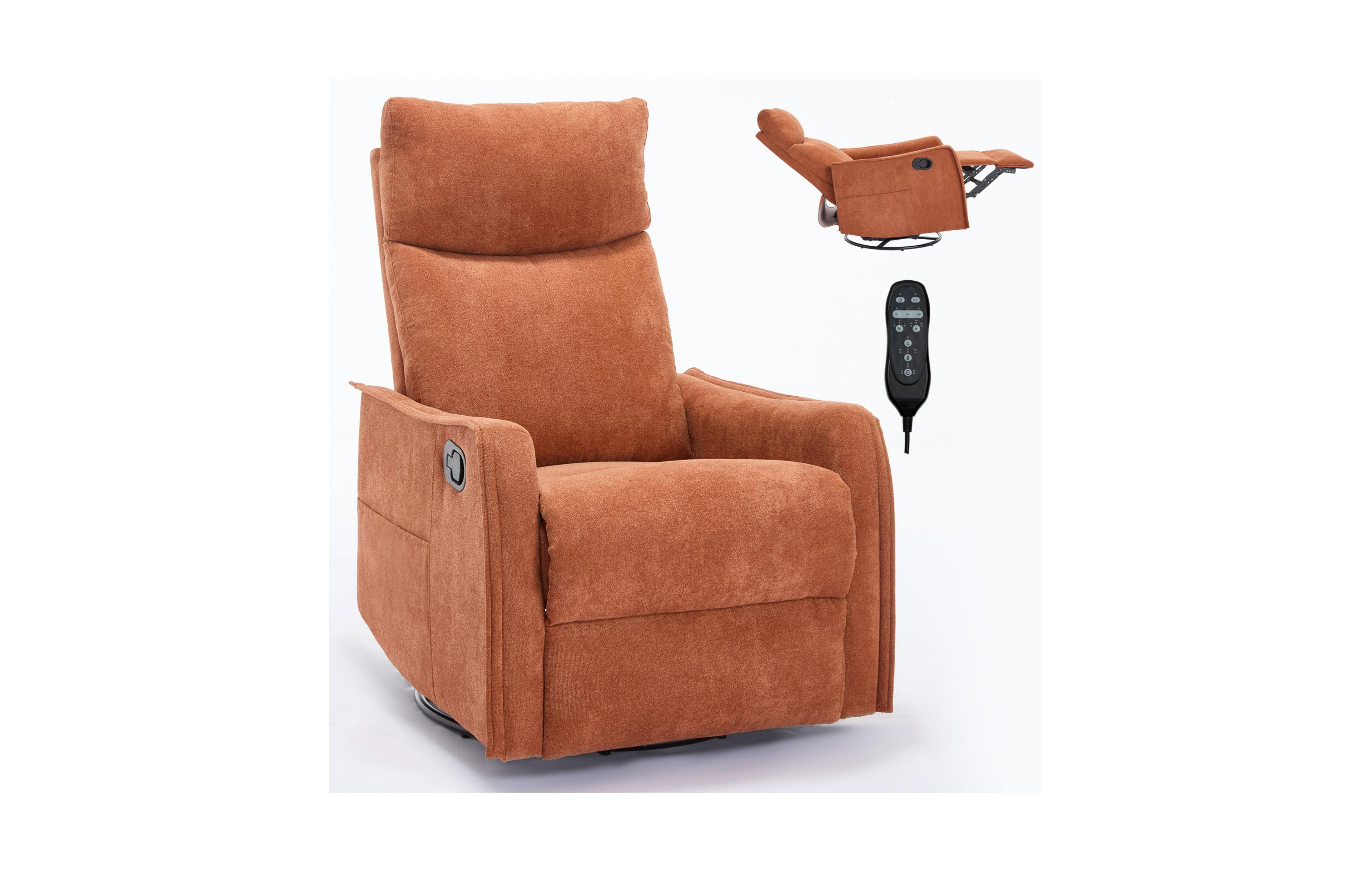 Boyel Living Heat Massage Manual Recliner Chair with Rocker and Swivel in Fabric for Living Room