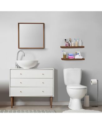 2 Pack 16 Inch Coastal Rectangle Floating Shelves - for Home Decor to Display Trophies, Books, Frames, and more