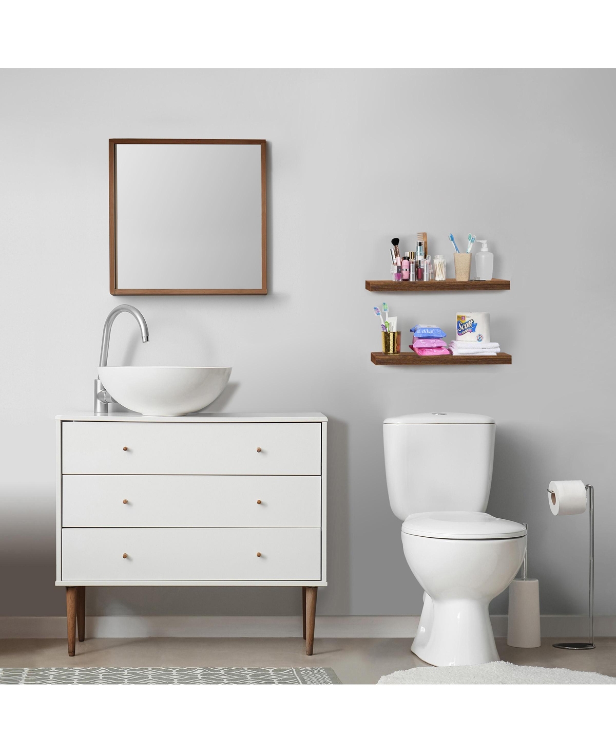 Sorbus 2 Pack 16 Inch Coastal Rectangle Floating Shelves - for Home Decor to Display Trophies, Books, Frames, and more