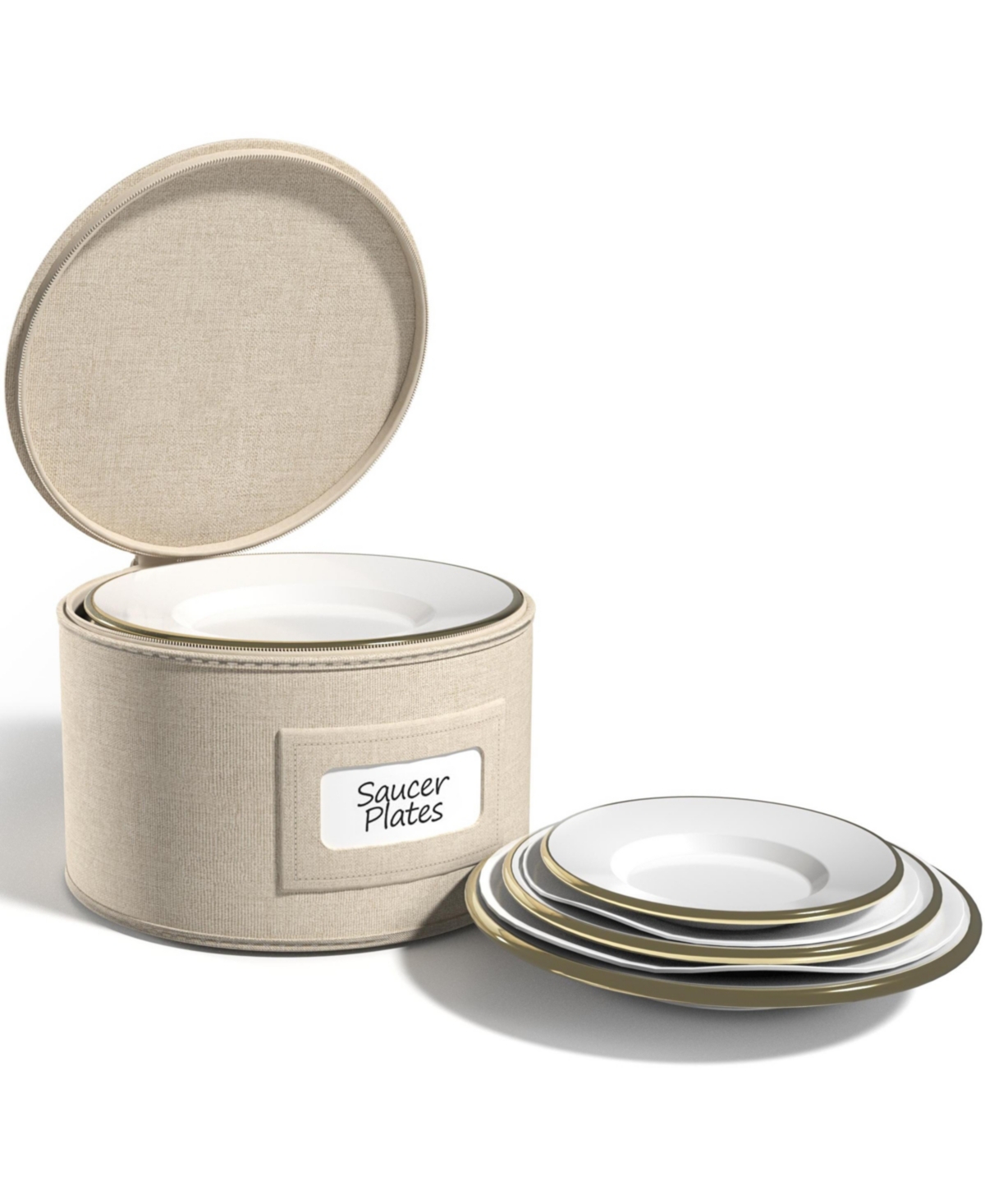 Sorbus China Storage Containers – Dinnerware Organizer for Dessert Plates with Lid (Holds Service 12) Felt Protectors 7.25 x