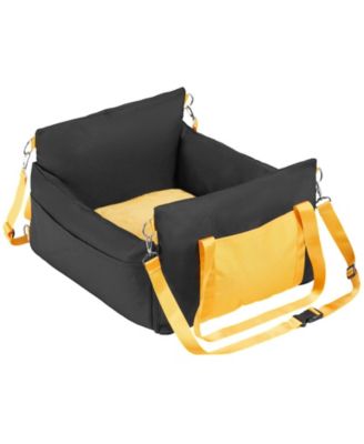 Waterproof Dog Car Booster Seat Side Handles, Storage Pocket & Safety Leash, PP Cotton Fill, Small Dog Car Bed up to 25 lb, Black