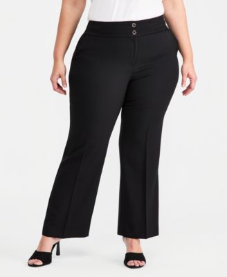 Plus Size Double-Button Bootcut Pants