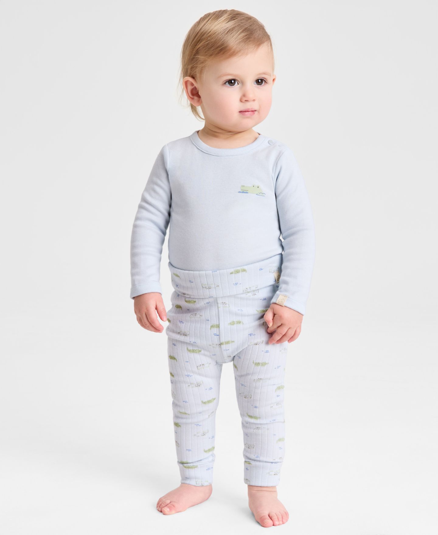 Детский комплект First Impressions Everyday Baby Essentials: боди с аллигаторами и брюки, цвет: Синий — фото 2