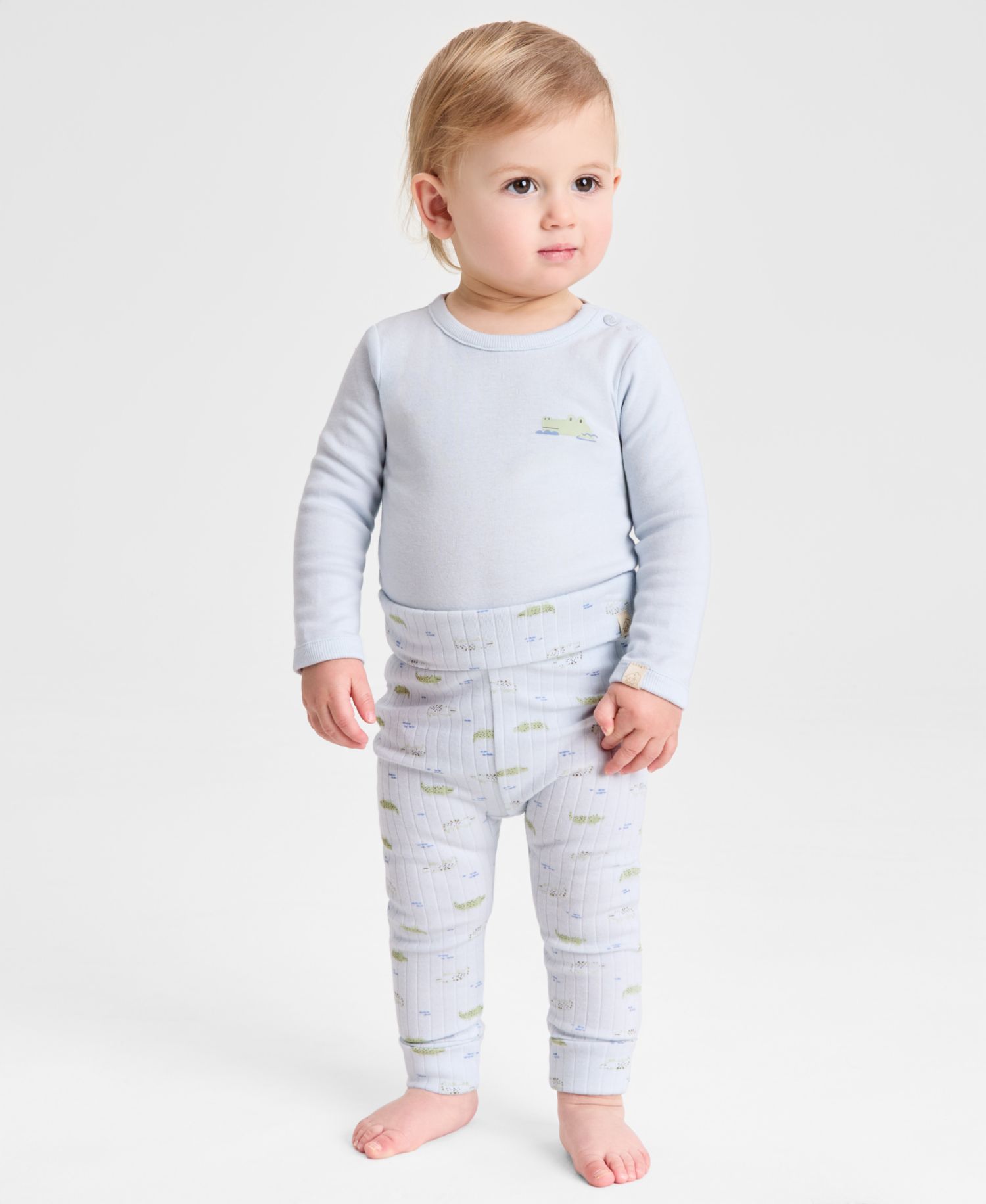 Everyday Baby Essentials Baby Boys' Gator Print Bodysuits and Pants, 3-Piece Set