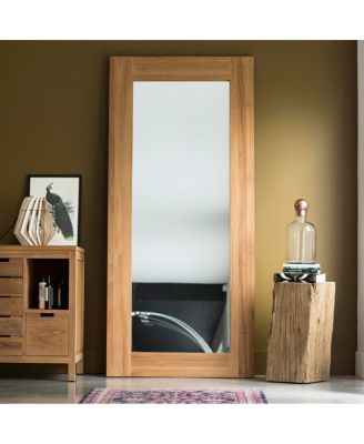   Solid Natural Teak Wood Mirror 200x90cm Modern Design Bathroom Living Room