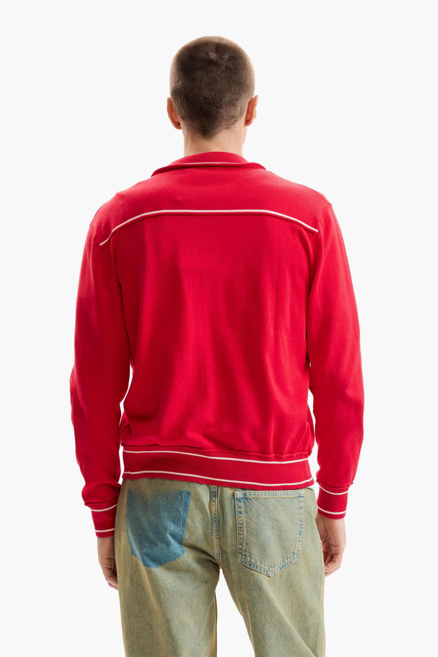 Мужской свитер Desigual Fine Sweater With Buttons, цвет: Красный — фото 5